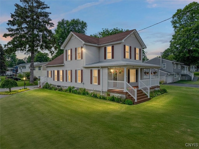 51 State St, Vernon, NY 13421 - view of front of home with covered porch, a yard, and stairs