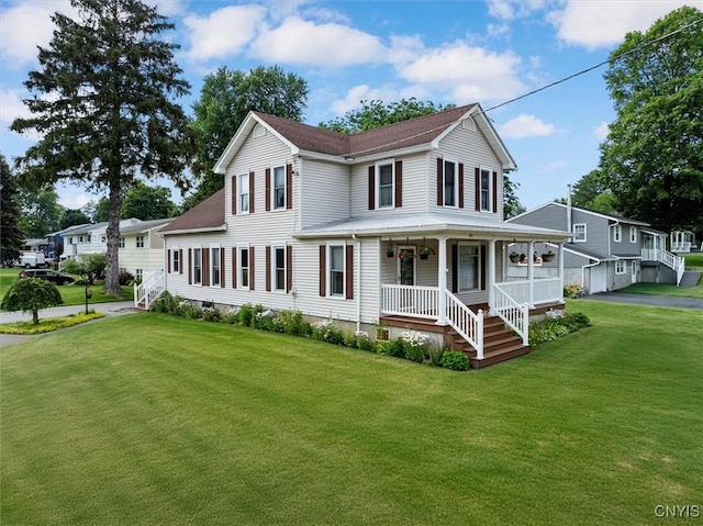 51 State St, Vernon, NY 13421 - view of front of property with a porch, a front lawn, and stairs