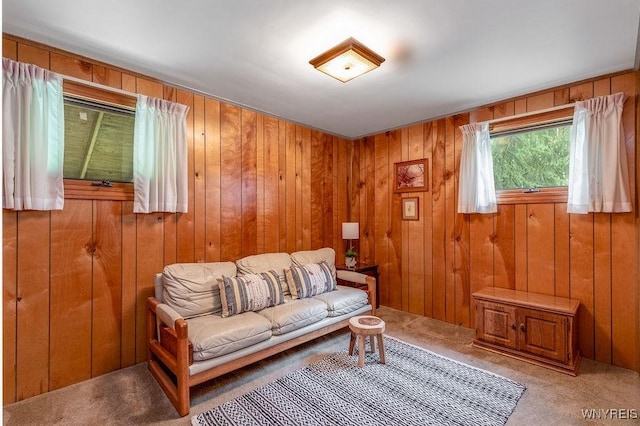 473 Seneca Creek Rd, West Seneca, NY 14224 - living room with light colored carpet and wooden walls