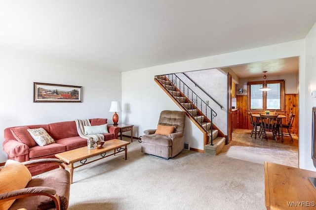 473 Seneca Creek Rd, West Seneca, NY 14224 - carpeted living room with stairs