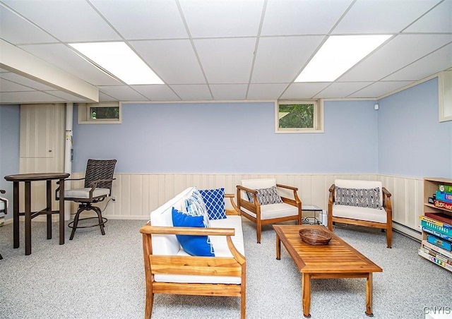 101 Luan Cir, Dewitt, NY 13078 - living area with a drop ceiling and wainscoting