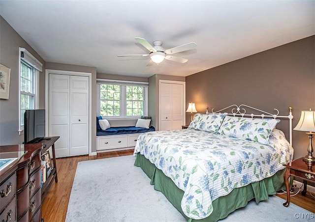 101 Luan Cir, Dewitt, NY 13078 - bedroom with two closets, wood finished floors, and ceiling fan