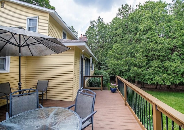 101 Luan Cir, Dewitt, NY 13078 - wooden terrace featuring outdoor dining space