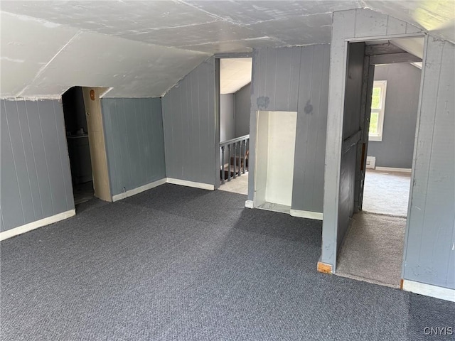 231 N Main St, Oneida, NY 13421 - additional living space with vaulted ceiling, carpet floors, and wooden walls