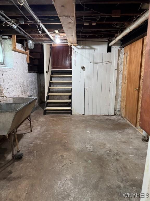 45 Clio Ave, Buffalo, NY 14220 - unfinished basement with stairway