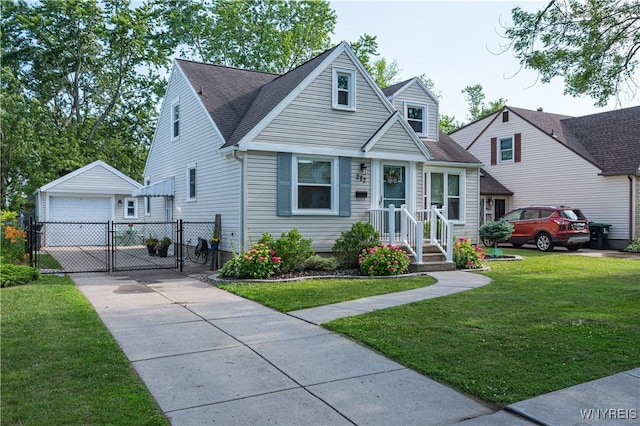 282 N Wrexham Ct, Tonawanda, NY 14150 - view of front of property with a gate, an outdoor structure, a garage, driveway, and roof with shingles