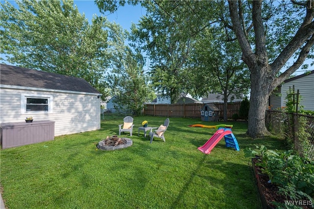 282 N Wrexham Ct, Tonawanda, NY 14150 - fenced backyard with a fire pit