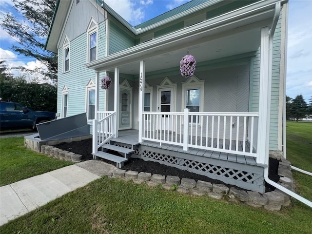 1574 Pine St, Woodhull, NY 14898 - view of front of home featuring a porch and a front lawn