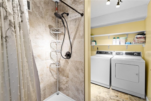 5 Hingham Rd, Utica, NY 13501 - laundry area with washer and dryer and stone finish floors