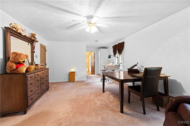 5 Hingham Rd, Utica, NY 13501 - home office with light carpet, ceiling fan, and a textured ceiling