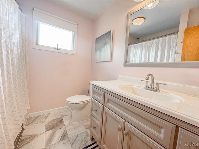 8 Harnden St, Auburn, NY 13021 - full bath with vanity, marble finish flooring, and curtained shower