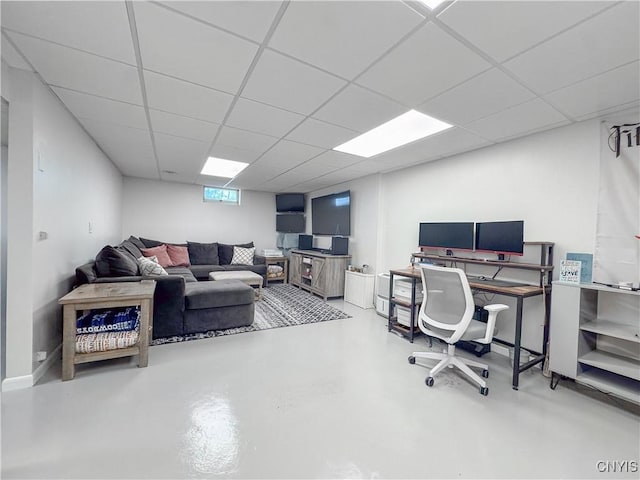 8 Harnden St, Auburn, NY 13021 - home office featuring concrete flooring and a paneled ceiling