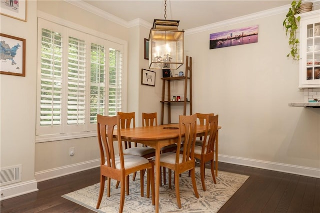 405 Greystone Dr, Horseheads, NY 14845 - dining room featuring dark wood-type flooring and ornamental molding