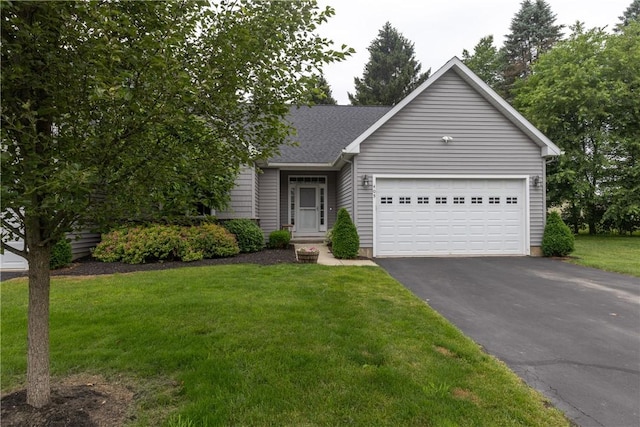 405 Greystone Dr, Horseheads, NY 14845 - view of front of home featuring a garage, asphalt driveway, a front yard, and roof with shingles