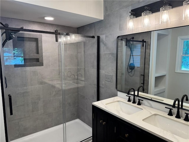 6365 Honey Run Rd, Hornellsville, NY 14843 - bathroom with a shower stall and double vanity
