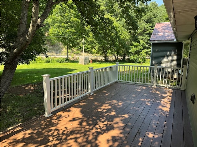 6365 Honey Run Rd, Hornellsville, NY 14843 - wooden deck with a yard