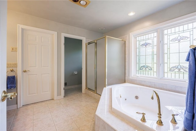 117 Neuchatel Ln, Perinton, NY 14450 - full bath with a stall shower, a whirlpool tub, and tile patterned flooring