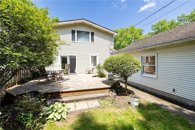 125 Sunset Dr, Brighton, NY 14618 - back of house with a wooden deck and outdoor dining space