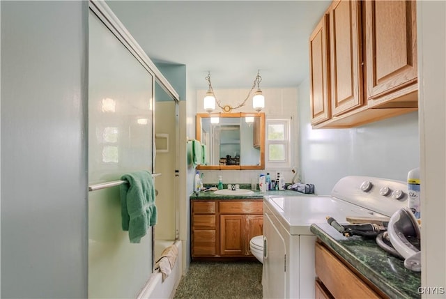 218 Campbell Rd, Gouverneur, NY 13642 - full bath with washer / dryer, vanity, and combined bath / shower with glass door