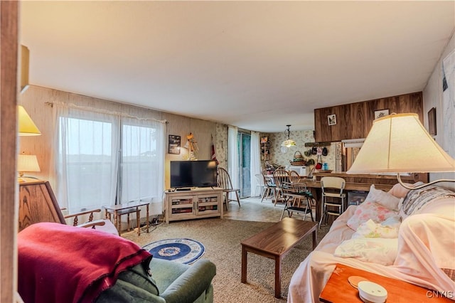 218 Campbell Rd, Gouverneur, NY 13642 - living room featuring wood walls