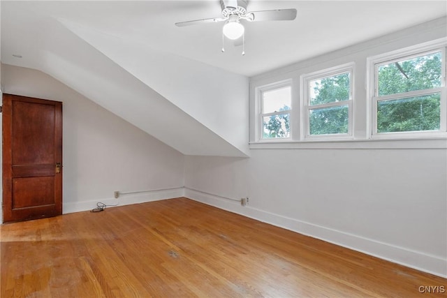 201 Mosley Dr, Syracuse, NY 13206 - additional living space featuring healthy amount of natural light, light wood-style flooring, vaulted ceiling, and ceiling fan