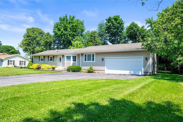 179 Down St, Henrietta, NY 14623 - ranch-style house with asphalt driveway, a garage, and a front lawn