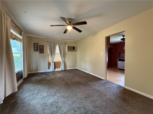 890 Holdridge St, Southport, NY 14904 - spare room featuring carpet, ceiling fan, plenty of natural light, and an AC wall unit
