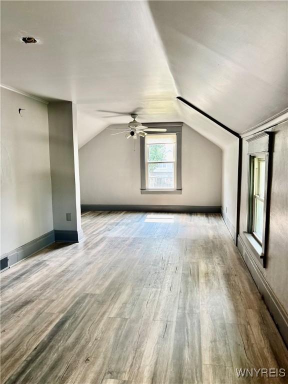 39 Klas Ave, West Seneca, NY 14224 - additional living space featuring ceiling fan, wood finished floors, and vaulted ceiling