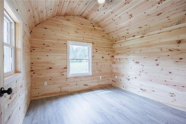 7156 County Line Rd, Naples, NY 14512 - empty room with vaulted ceiling, wood ceiling, wood walls, and wood finished floors