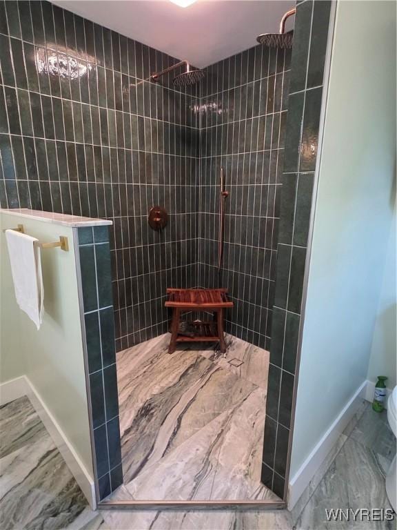 4049 River Rd, Lewiston, NY 14174 - full bathroom with a walk in shower and marble finish flooring