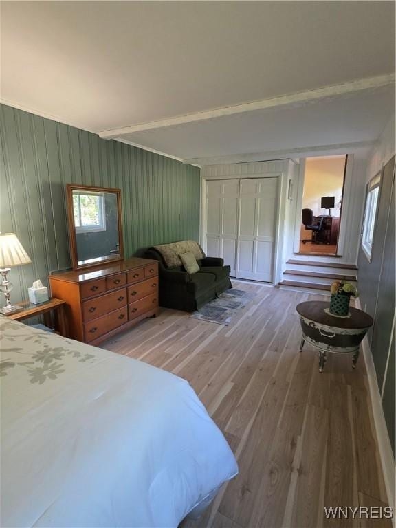 4049 River Rd, Lewiston, NY 14174 - bedroom with wood finished floors and a closet