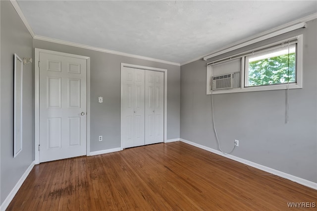 17 Frantzen Ter, Cheektowaga, NY 14227 - unfurnished bedroom with wood finished floors, a closet, and ornamental molding