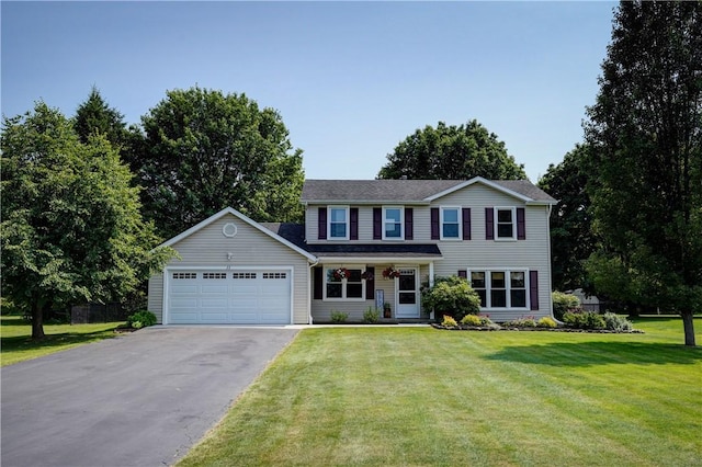 11 Hillcrest Dr, Hamlin, NY 14464 - view of front of property with asphalt driveway, a front yard, and an attached garage