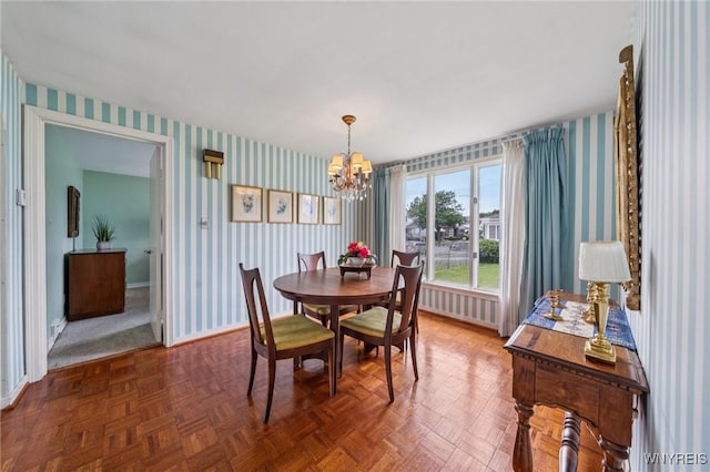 66 Gierlach St, Cheektowaga, NY 14212 - dining area featuring wallpapered walls and a chandelier