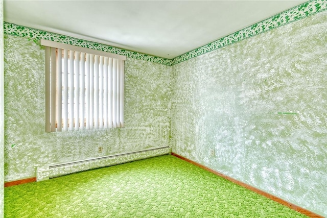 163 Auramar Dr, Irondequoit, NY 14609 - carpeted spare room with baseboard heating and wallpapered walls