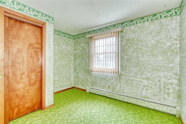 163 Auramar Dr, Irondequoit, NY 14609 - carpeted spare room with a baseboard heating unit and wallpapered walls