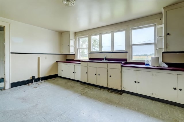 1621 Bragg St, Lima, NY 14485 - kitchen with dark countertops, white cabinetry, and light flooring