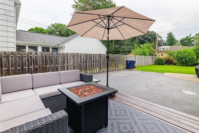 189 Hoover Rd, Irondequoit, NY 14617 - view of patio with an outdoor living space with a fire pit