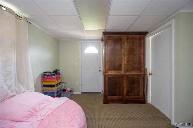 2906 Pine Ave, Niagara Falls, NY 14301 - bedroom with a drop ceiling, carpet flooring, and ornamental molding