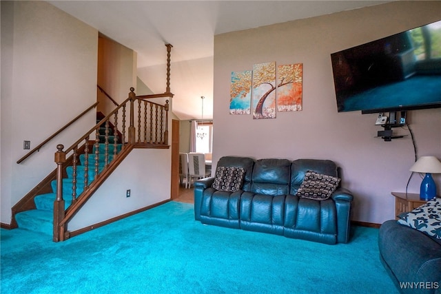 117 Colony St, Lancaster, NY 14043 - carpeted living area with stairs and baseboards