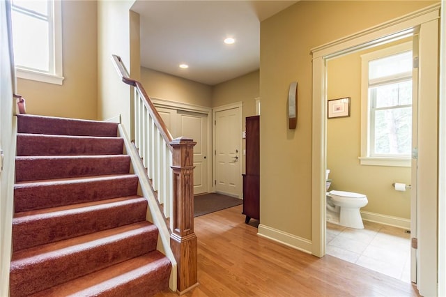 1537 Cranberry Pond, Victor, NY 14564 - stairway featuring wood finished floors and recessed lighting