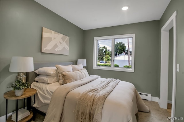 201 Ohio St, Ridgeway, NY 14103 - bedroom with carpet floors, a baseboard heating unit, and recessed lighting