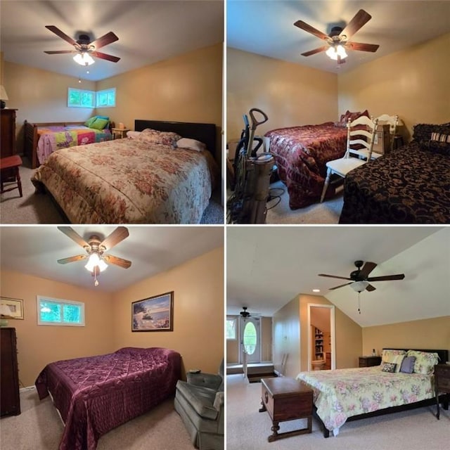 4197 County Highway 26, Colchester, NY 13782 - carpeted bedroom featuring vaulted ceiling and a ceiling fan