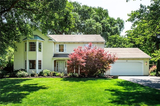 47 Stonington Dr, Pittsford, NY 14534 - traditional home with concrete driveway, an attached garage, and a front yard