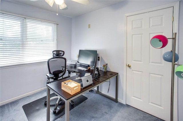 47 Stonington Dr, Pittsford, NY 14534 - carpeted office space featuring a ceiling fan and baseboards