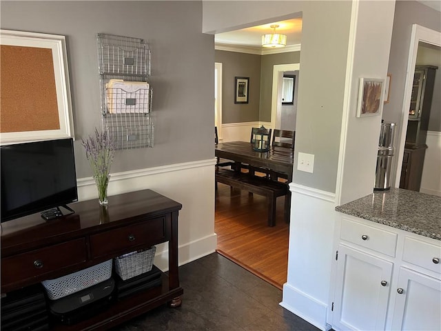 78 Falleson Rd, Rochester, NY 14612 - corridor with ornamental molding and dark tile patterned floors