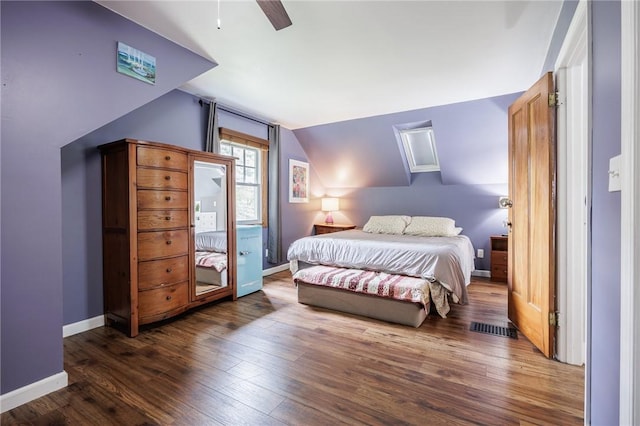 142 Holloway Rd, Brighton, NY 14610 - bedroom featuring wood-type flooring, vaulted ceiling, and ceiling fan