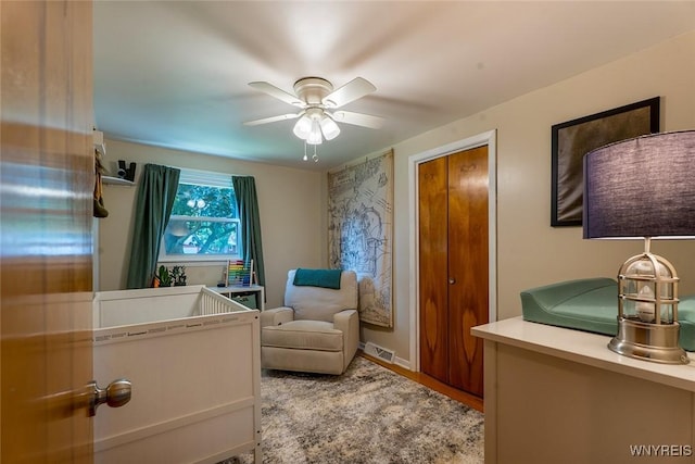 21 Niagara Cir, North Tonawanda, NY 14120 - bedroom with a ceiling fan and wood finished floors