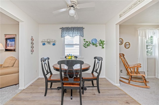 975 Whitlock Rd, Irondequoit, NY 14609 - dining area featuring plenty of natural light, ceiling fan, and light wood finished floors