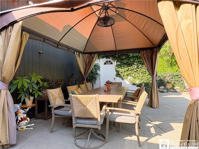 24 W 2nd St, Westfield, NY 14787 - view of patio / terrace featuring a gazebo and outdoor dining area